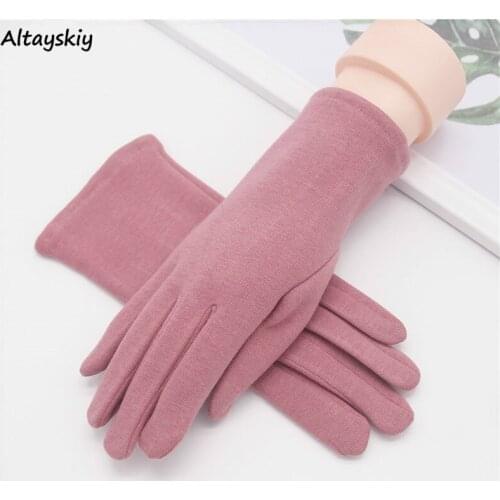 Gloves Women Female Winter Warm Korean Version Lovely Velvet Thicker Windproof Students All-match Harajuku Mittens Womens Chic