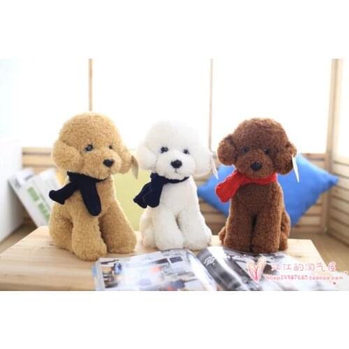 Squatting scarf dog plush toy about 30cm toy Christmas gift h817