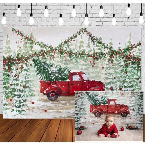 Christmas Photography Background Watercolor Painted Winter Forest Birthday Decor Photo Backdrops Studio Kids Photographic Props