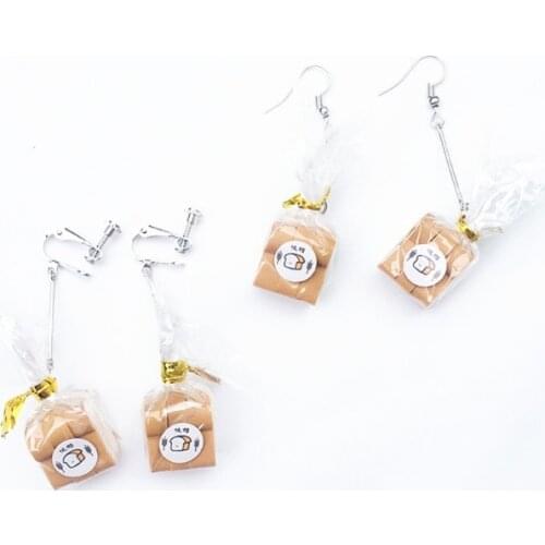 Handmade Simulation Food French Bread Toast Dangle Drop Earrings Cute Unique Toast Bread Earrings Women Fashion Jewelry