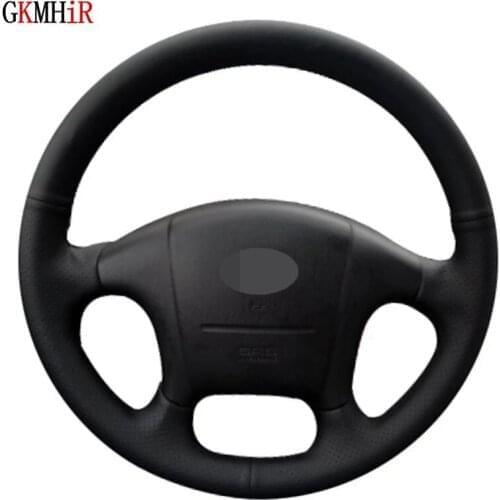 Hand-stitched Black Artificial Leather Car Steering Wheel Cover For Hyundai Sonata 1999 2000 2001 2002 2003 2004 2005