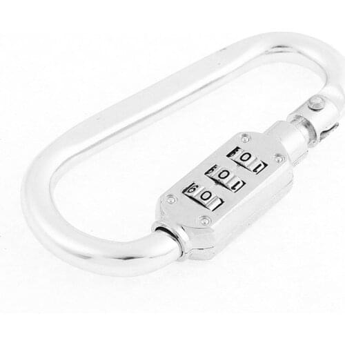 With combination padlock 3 digits numbers padlock carabiners silver