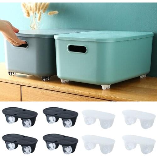4pcs/set Adhesive Pulley Storage Box Casters Trash Can Self-Adhesive Furniture Caster Wheel Home Silent No Scratches Box Wheels