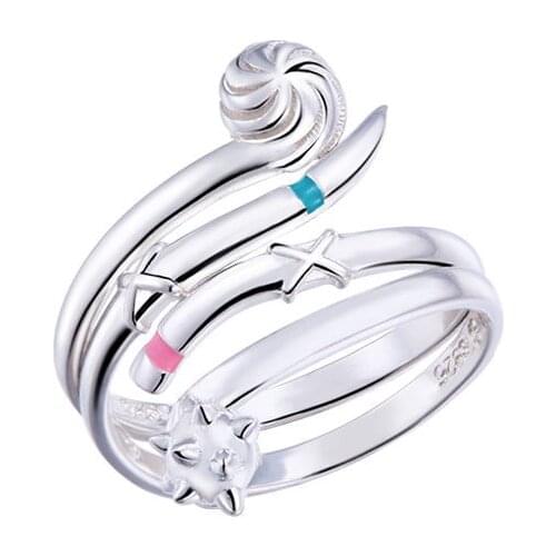 2PCS Re:Zero kara Hajimeru Isekai Seikatsu Ram Rem 925 Sterling Silver Rings Adjustable Ring Jewelry Gift Cosplay Props New