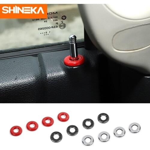 SHINEKA Car Door Lift Pin Decoration Covers Stickers Interior Bolt Circle Trim Accessories for Dodge RAM 1500 2010+ Car Styling