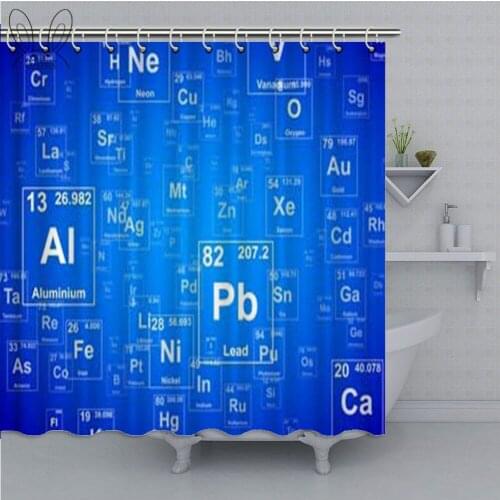 Periodic Table Blue Bathroom Curtains Waterproof Polyester Fabric Bath Shower Curtain Bathing Cover Shower Sets