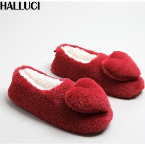 Super sweet homeshoes women slippers winter warm plush loving hearts women home shoes Bedroom non-slip kawaii slippers women