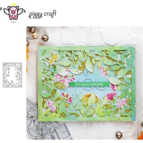 Piggy Craft metal cutting dies cut die mold Leaf rectangular frame Scrapbook paper craft knife mould blade punch stencils dies