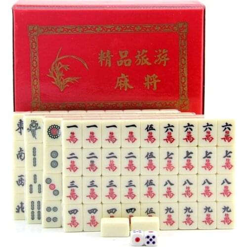 144 Tiles Mini Mahjong Mah-Jong Set Traditional Chinese Strategy Game Entertainment Game Gift for Family Travel Party