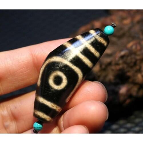 Treasure Power Tibetan Old Agate 2 eye horn shape big dZi Bead Amulet Timestown UPD1210A