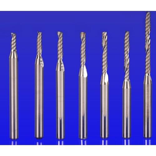 Tungsten steel 3.175mm single-edged spiral milling cutter density board cutting tool CNC computer engraving machine tool