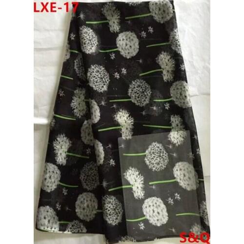 High quality popular 5yard african 100% silk chiffon lace fabric for lady dress stretch high-class printed silk fabric LXE-17