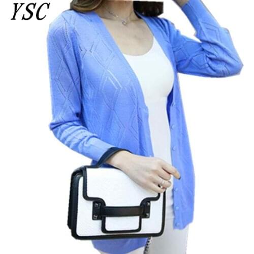 YUNSHUCLOSET 2017 summer hot sales of fashion knit long cashmere cardigan solid color one of six colors of genuine goods free sh