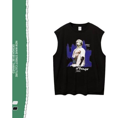 2021 Spring&summer Fashion Double Exposure Portrait Printing Vest Dark Wind High Street Fashion Brand Sleeveless Mens Clothing