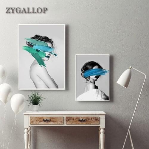 ZYGALLOP Creative Colorful Canvas Oil Painting Fashion Woman Art Poster Scandinavian Abstract Wall Art Modern Room Decoration