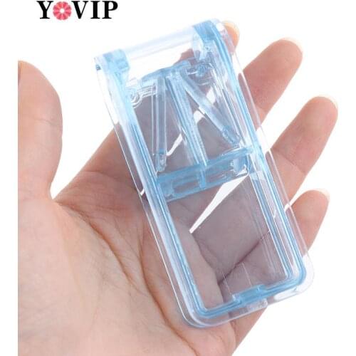 1 Pc Blue color Storage Compartment Pill Box Medicine Tablet Holder Safe Cutter Splitter