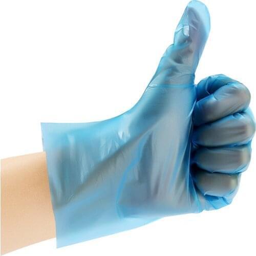 100PCS TEP Disposable Gloves Blue color Plastic Clear Disposable Gloves Garden Restaurant Home Food Baking kitchen Tool