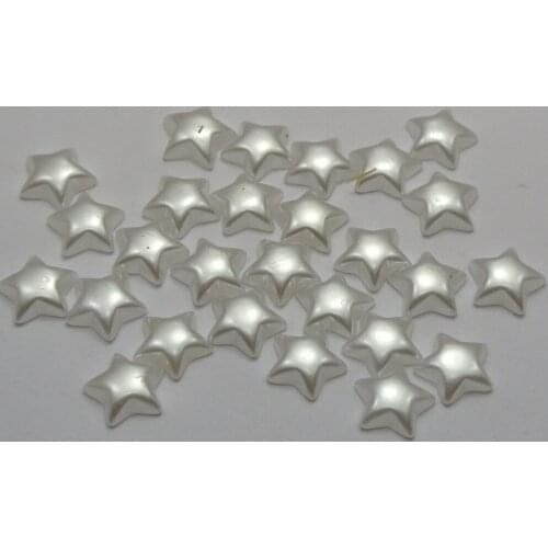 200 Pure White Acrylic Half Pearl Star Flatback Beads 10mm No Hole