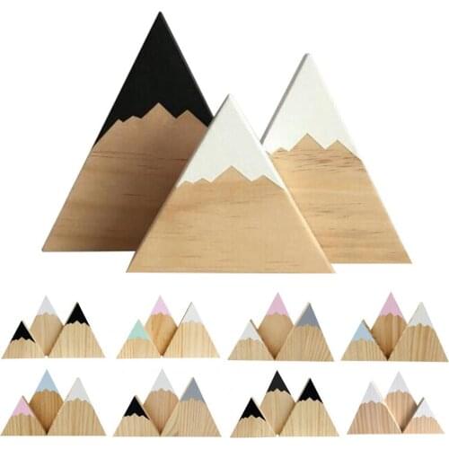 3Pcs/Set Wood Ornaments Snow Mountain Shape Model Table Top Ornaments Miniature Crafts Photo Props Wood Hanging Wall Sign Kids