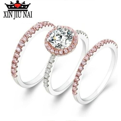 3 pieces / nested CZ high quality zircon lady ring creative Rose Gold Diamond elegant dance wedding ring suit jewelry gifts