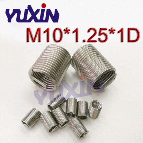 50pcs M10*1.25*1D Wire Thread Insert Stainless Steel 304 Wire Screw Sleeve M10 Screw Bushing Helicoil Wire Thread Repair Inserts