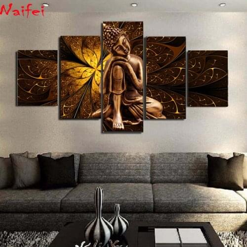 5 pieces Abstract Gold Buddha Diamond Painting Religion Full square Drill DIY 5D Mosaic Embroidery Cross Stitch home decor gift