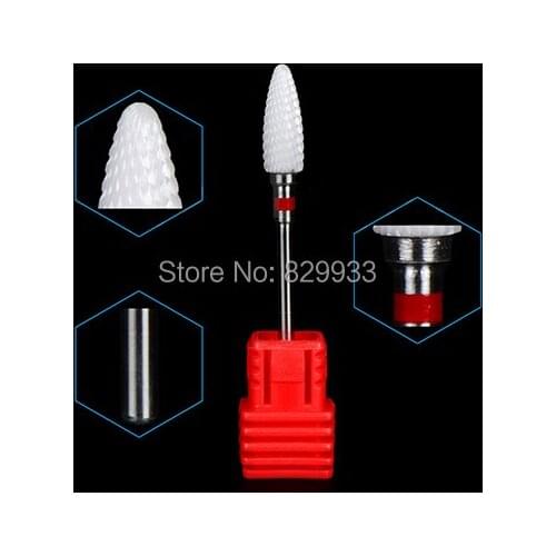 Free shipping 1pc Flame Ceramic Drill Bit 3/32" White Ceramic Burr Bits For Manicure Pedicure Professional Nail Tools Nail Mills