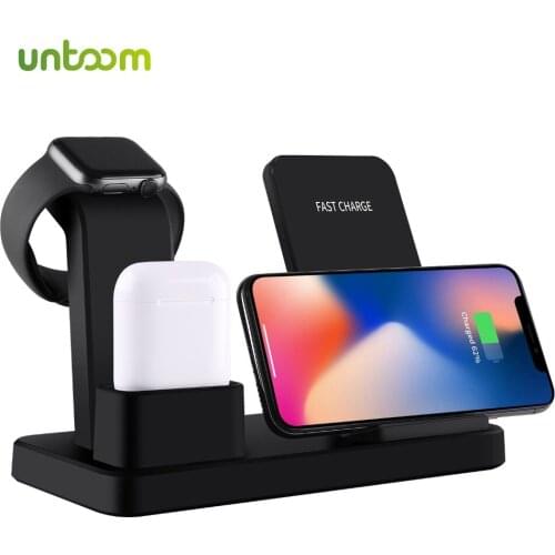 Untoom 3 in 1 Wireless Charger for Apple Watch Series 1 2 3 4 for iPhone Xs Xs Max Xr X 8 8Plus for Airpods Charger Dock Station