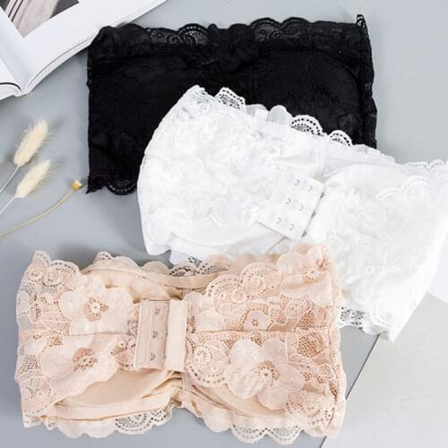 Sexy Women Tube top Lingerie Lace Floral Bralet Bra Bustier Back Closure Bandeau Crop Top Bra Bralette Strapless top