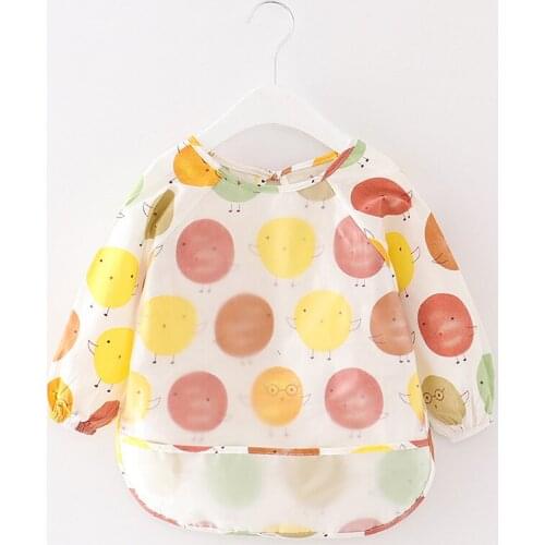 Baby Waterproof Overalls, Childrens Anti-wearing Clothes, Baby Eating Clothes, Bibs, Childrens Long-sleeved Rice Pockets