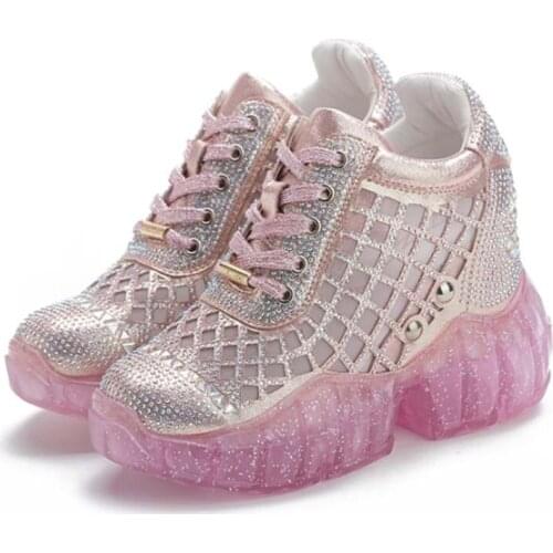 Women Summer rhinestone Height Increasing 10CM Sneakers Crystal jelly shoes Breathable Casual Shoes Platform Shoe Female