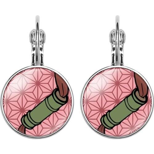 Fashion Anime Demon Slayer New Earring Kimetsu No Yaiba Drop Earring Cartoon Earrings for Women Girls Round Glass Dangle Jewelry