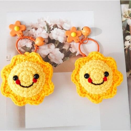 Fashion Hand-knitted Handmade Sunflower Keychain Bag Pendant Best Gift For Lovers Girlfriends
