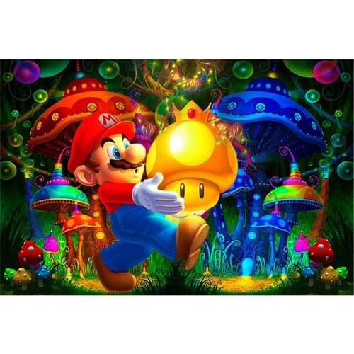 Carton Mario Printed Water-Soluble Canvas 11CT Cross Stitch Kit Embroidery DMC Threads Handiwork Sewing Knitting Craft Needle