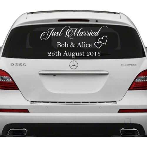 Just Married Car Window DIY Sticker Personalized Custom Wedding Date groom bride Names Decal Waterproof Vinyl Decor Decals Y130