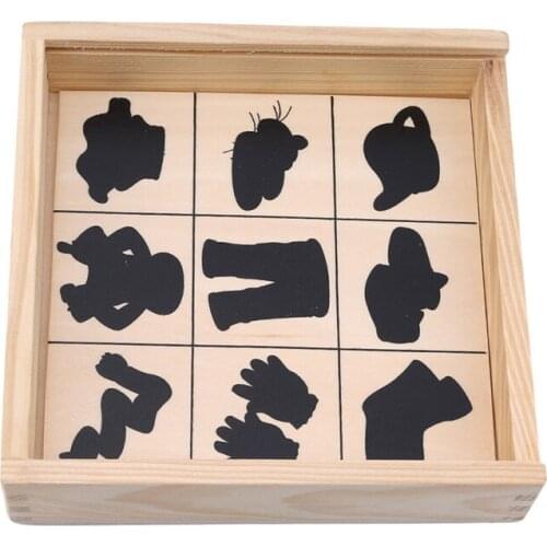 New Montessori Enlightenment Teaching Wooden Puzzle Toy Looking The Shadow Matching Game Card Graphics Corresponding Box