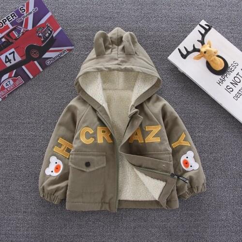 2021 New Kids Thicken Winter Windproof Velvet Warm Baby Boys/Girls Woolen Coat Cartoon Bear Children Jacket Casual Outerwear