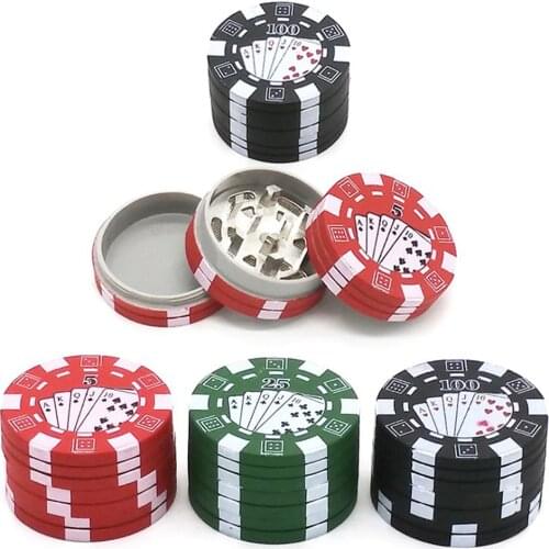 Newest 3 Layers Poker Chip Style Herb Herbal Tobacco Grinder Grinders Smoking Pipe Accessories gadget Red/Green/Black #BW