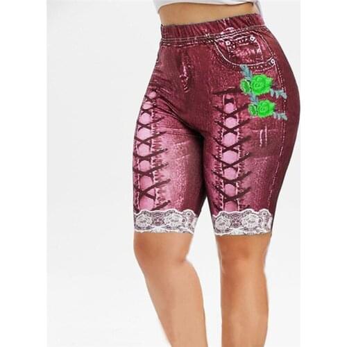 New Ladies Knee Length Jeans Women Fashion Printed Skinny Pants Slim Stretch Pants Heigh Quality For Female Plus Size