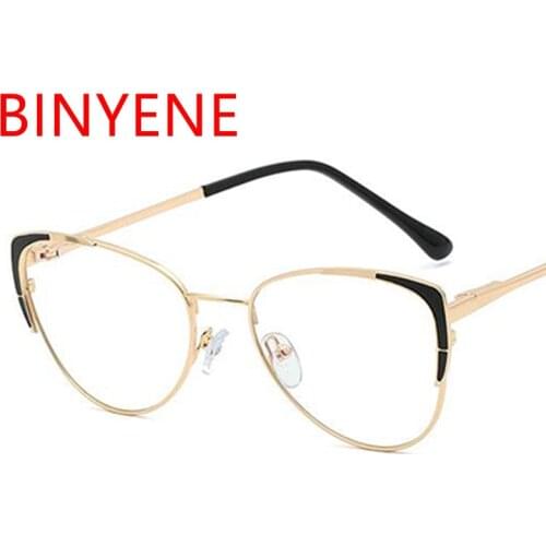 New Alloy Blue Light Blocking Cat Eye Glasses Fashion Glasses Spectacle Frames Support Inserting Myopia Reading Glasses SM779