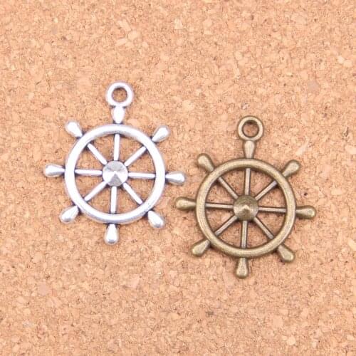 10pcs Charms ships wheel helm rudder 28x24mm Antique Pendants,Vintage Tibetan Silver Jewelry,DIY for bracelet necklace