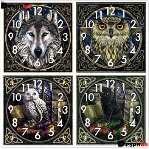 Full Drill Diamond Painting Kit Cross Stitch With Clock landscape Animal Eagle Mosaic 5D Diy Square Round 3d Embroidery Gift