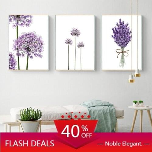 Scandinavian Lavender Flowers Poster Modern Christmas Canvas Painting Green Posters and Prints Home Decoration Bedroom Wall Art