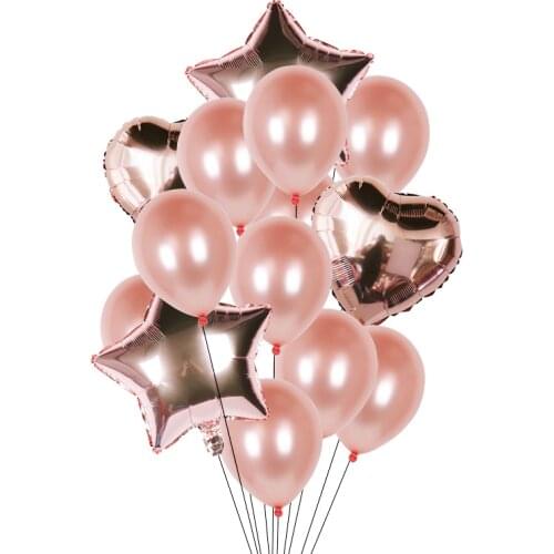 Rose Gold Confetti Baloons Foil Champagne Star Balloon Wedding Latex Ballon globos BabyShower Birthday Party Decoration Supplies