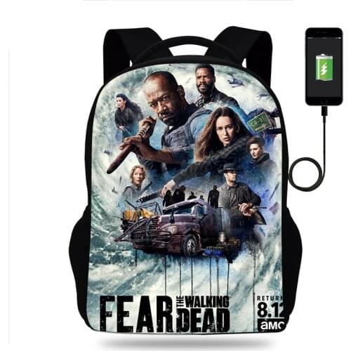 The Walking Dead School Backpack for Teenager Boy Children School Bags Girl Bookbag Men Women USB Charging Travel Bags