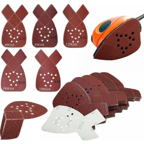 50pcs/set 40/80/120/180/240Grit Mouse Sanding Sheets Sander Pads for Black & Decker