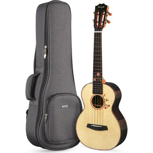 Enya Concert Tenor Ukulele Solid Engelman Spruce Top with Solid Rosewood Back and Sides High Gloss Ukelele with Premium Gig Bag