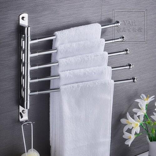 Non-perforated Stainless Steel Towel Rack, Movable and Rotating Multi-rod Towel Rack, Bathroom Hardware Pendant