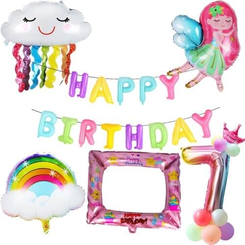 WEIGAO Rainbow Party Decor Rainbow Letter Balloons Photo Props Fairy Foil Ballon Happy Birthday Decor Baby Shower Party Supplies