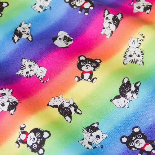 Half-Meter Japanese Oxford Cotton Fabric Patchwork Quilting Cloth Fabric Textile For Sewing Rainbow Animal A